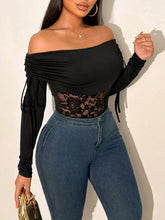 One-Shoulder Rope-Decorated Waist With Lace Trim